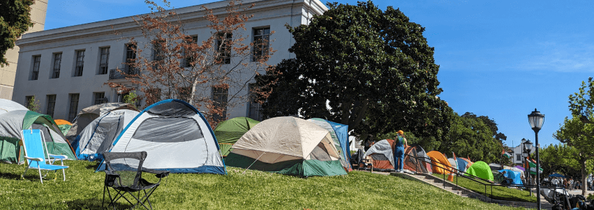 Protestor tents at UC Berkeley campus
