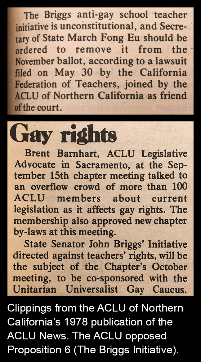 ACLU News Clippings - ACLU opposed Prop 6