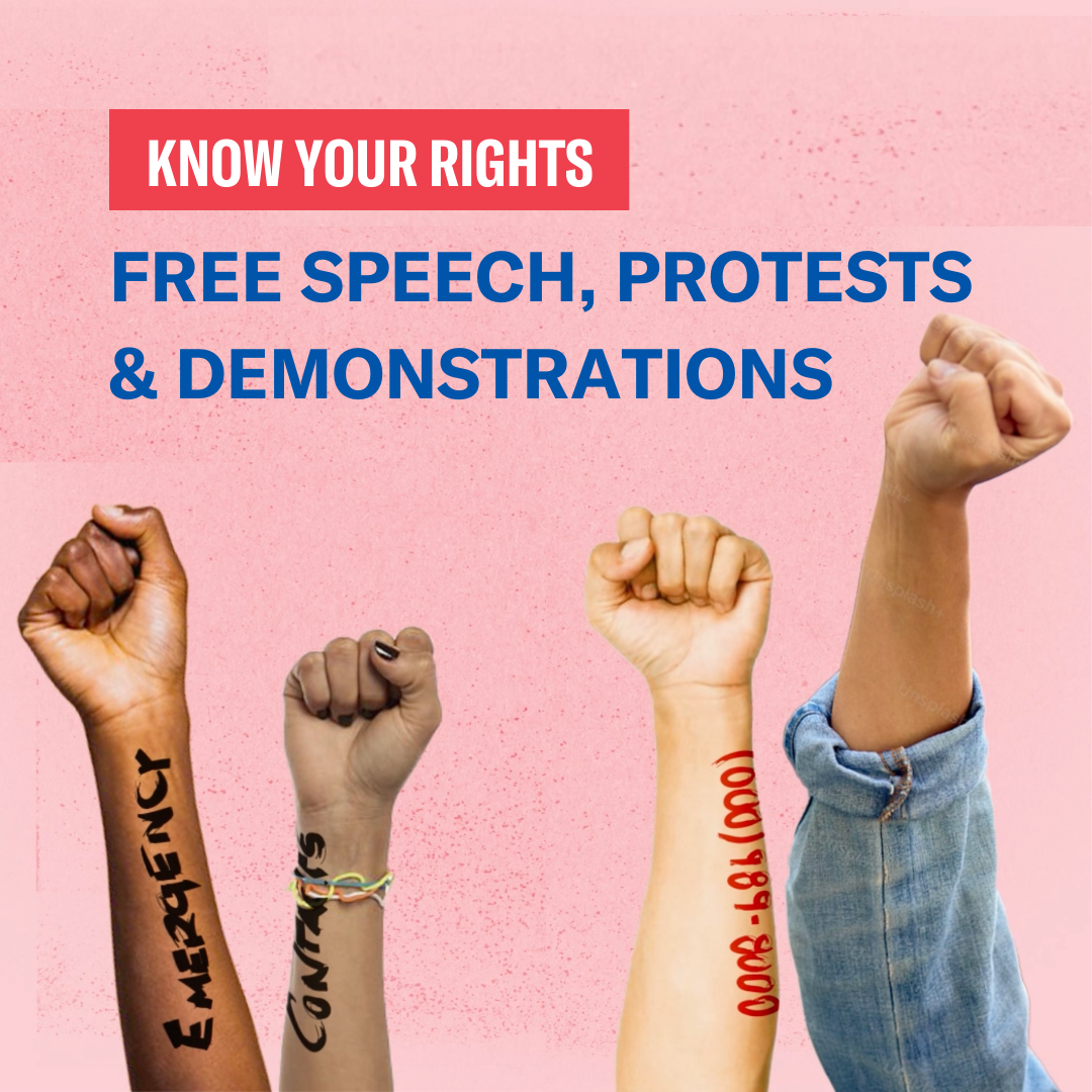 Hands raised in fists in front of a pink background