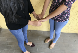 siblings holding hands
