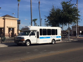 The new bus, on the street in West Park