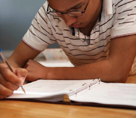 student doing homework