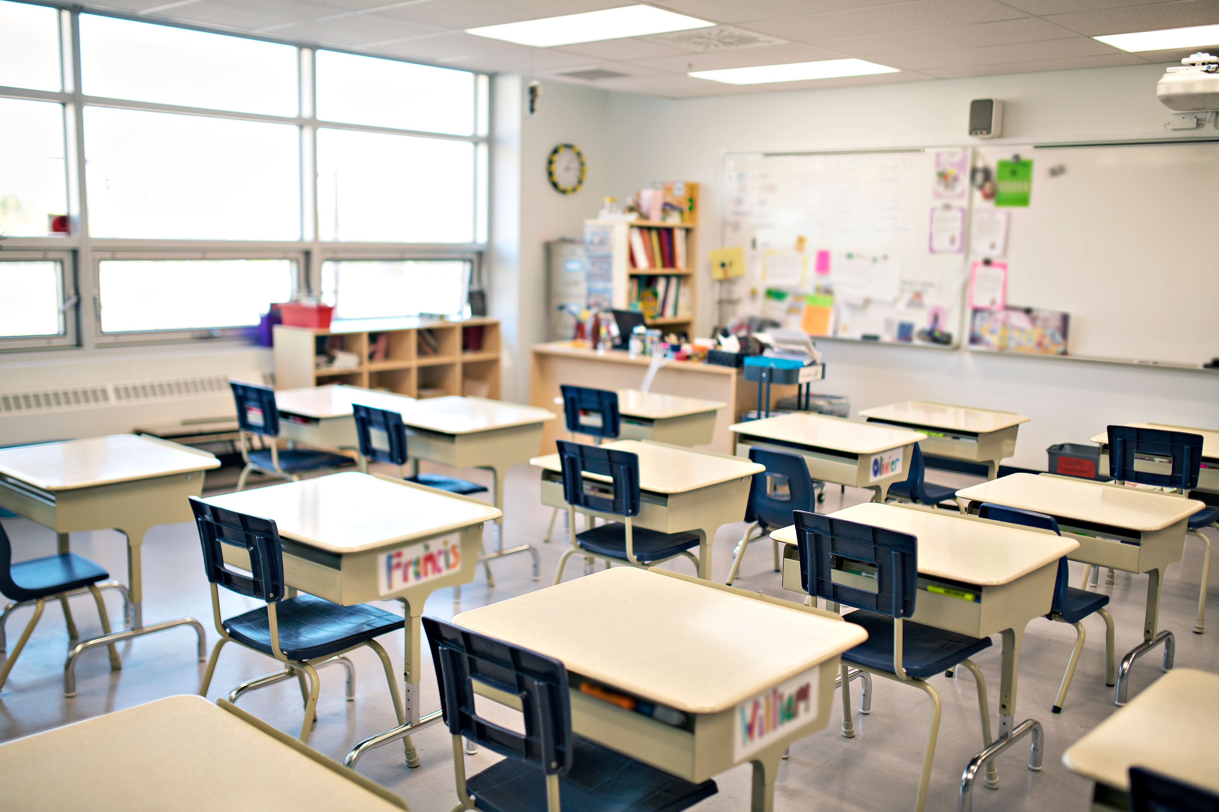 Classroom with rows of desks