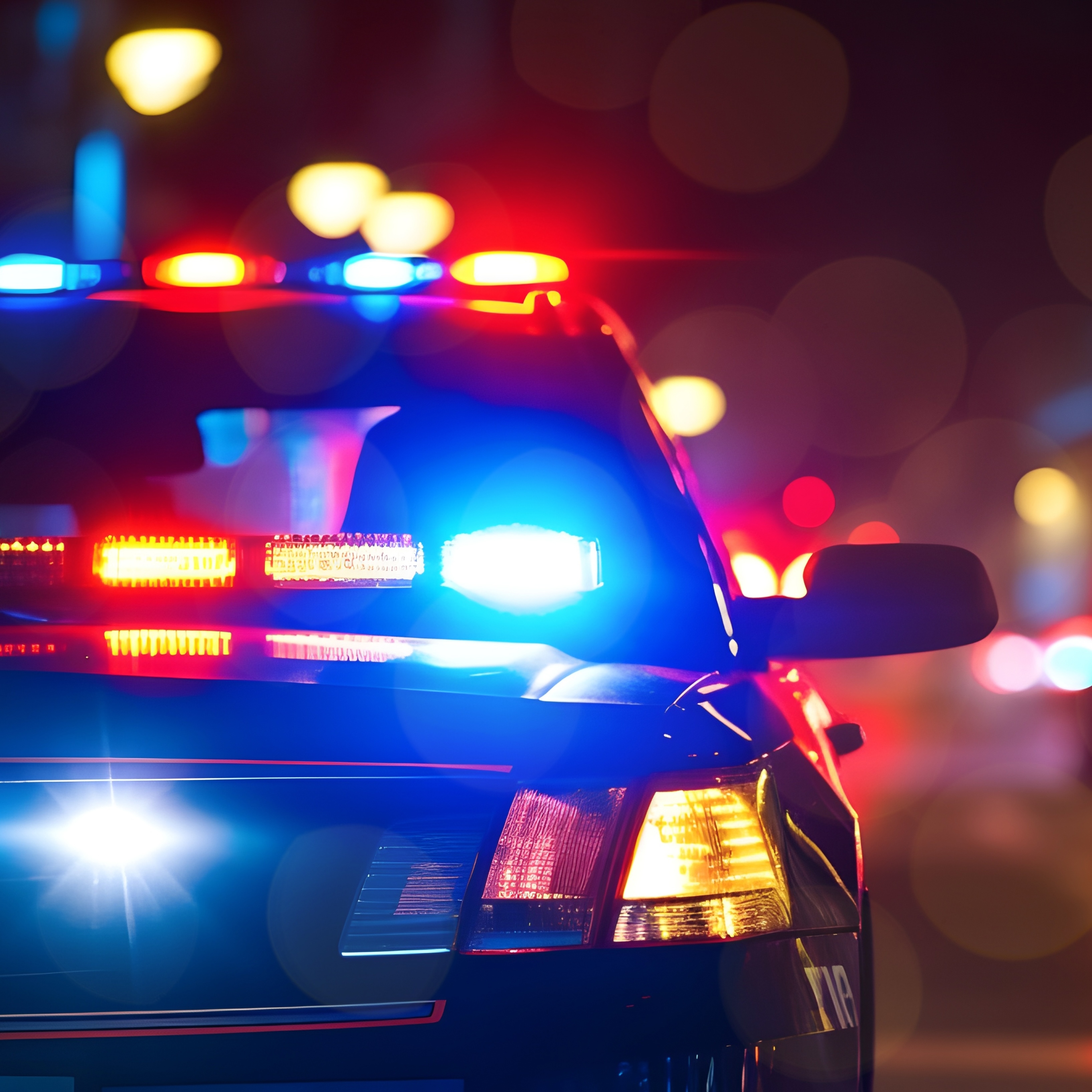 Police cars at night