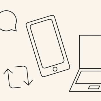 line drawing of a computer and phone