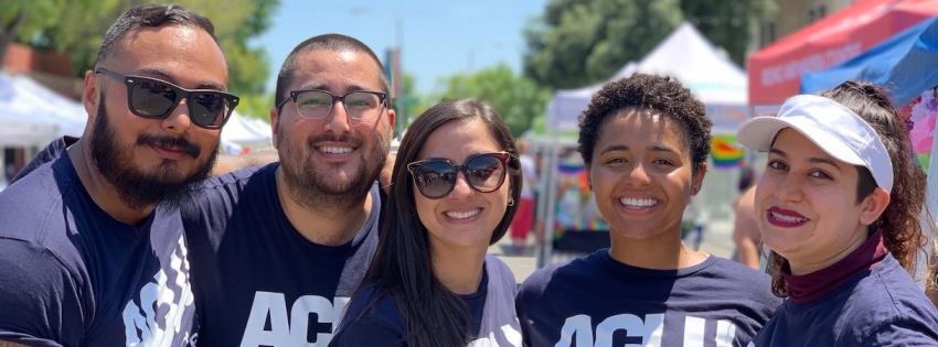 Four people from ACLU's organizing department outside posing