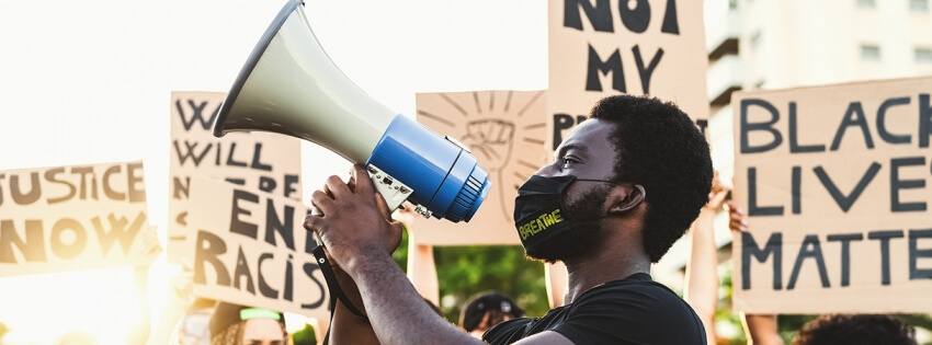 Man with megaphone