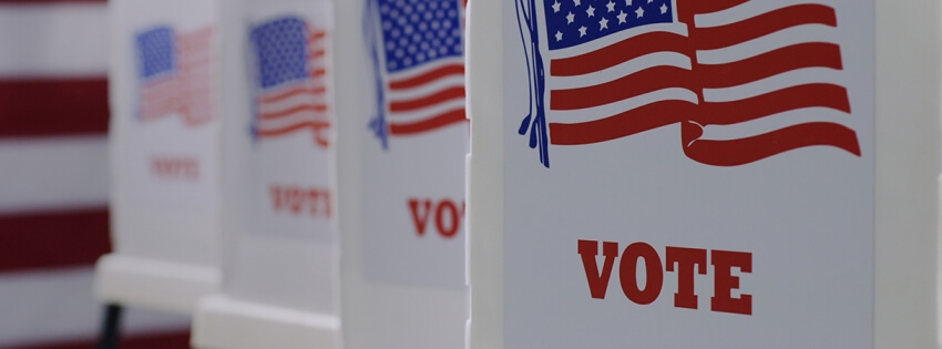 color photo of voting booths