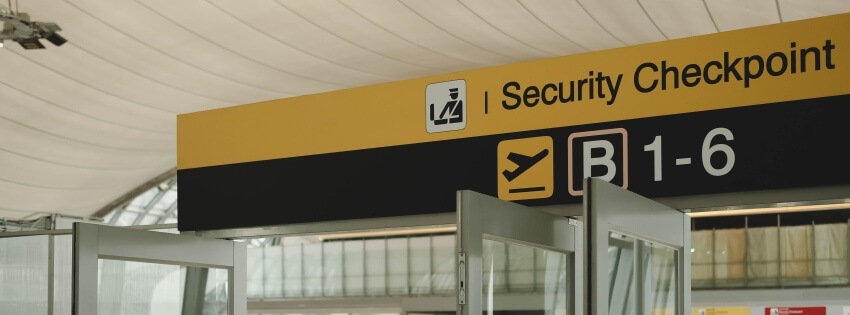 Security checkpoint sign at airport