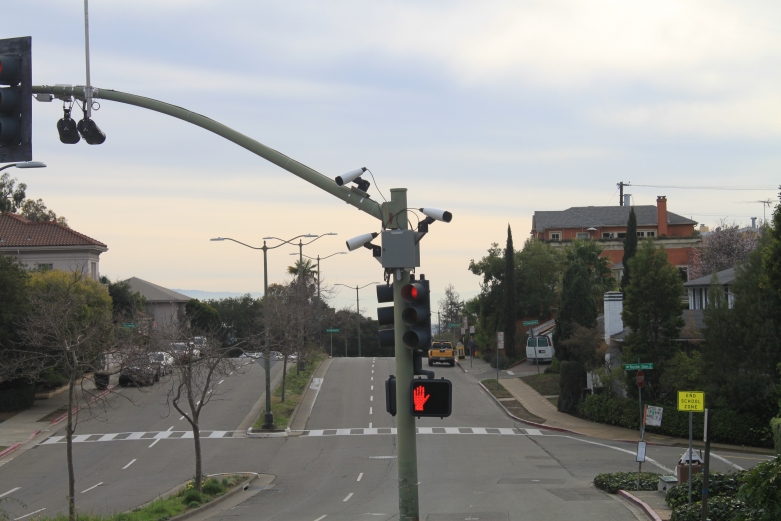 Cameras on a stop signal poll.