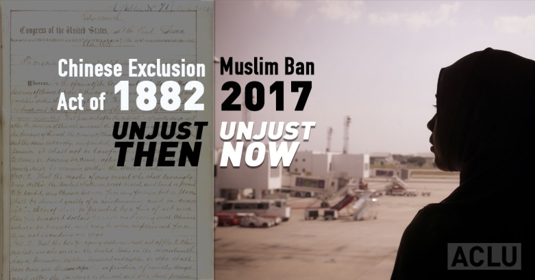 Graphic comparing Chinese Exclusion Act and Muslim Ban