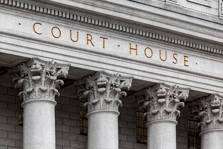 Photo of the exterior of a courthouse 