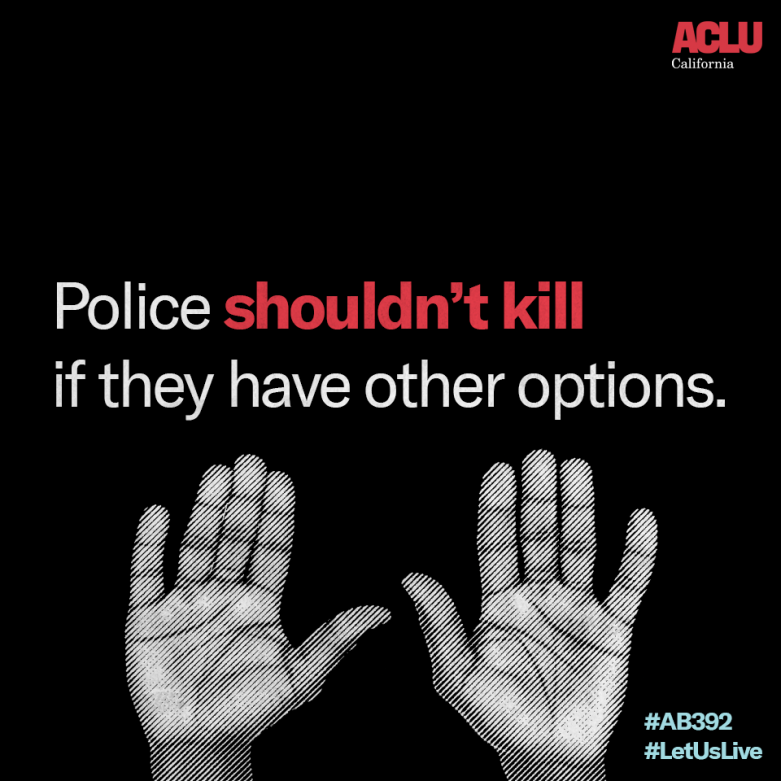 Hands Up Graphic with Text Police Shouldn't Kill If They Have Other Option