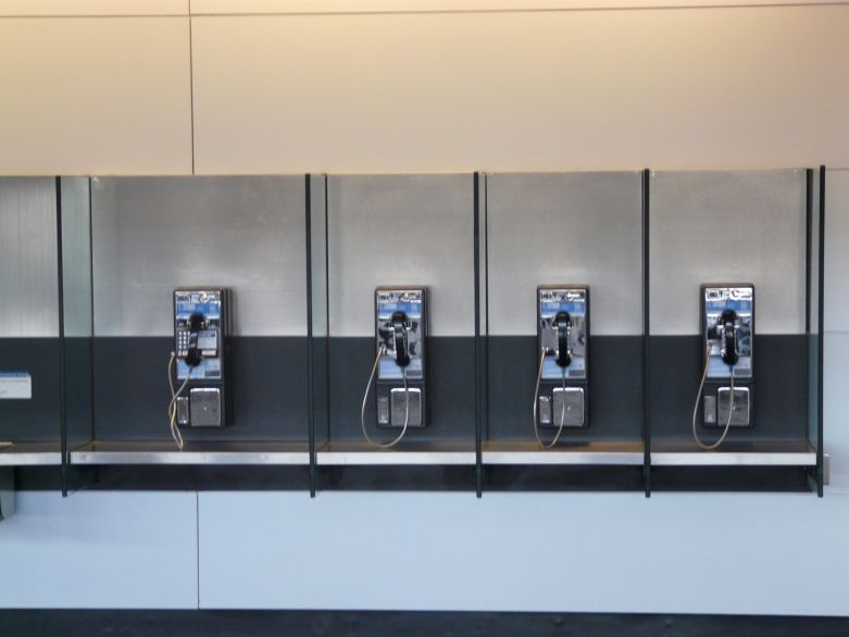 Phone booths in a line