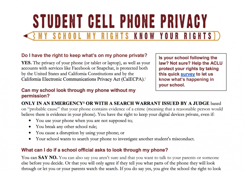 student cell phone privacy