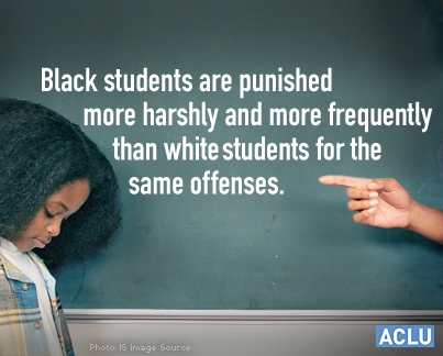Black students are punished more harshly and more frequently than white students for the same offenses.