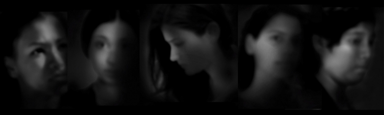 five women with obscured faces