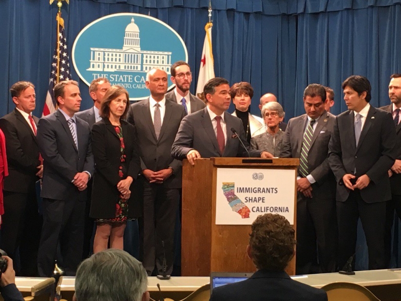 Assemblymember Rob Bonta at a podium