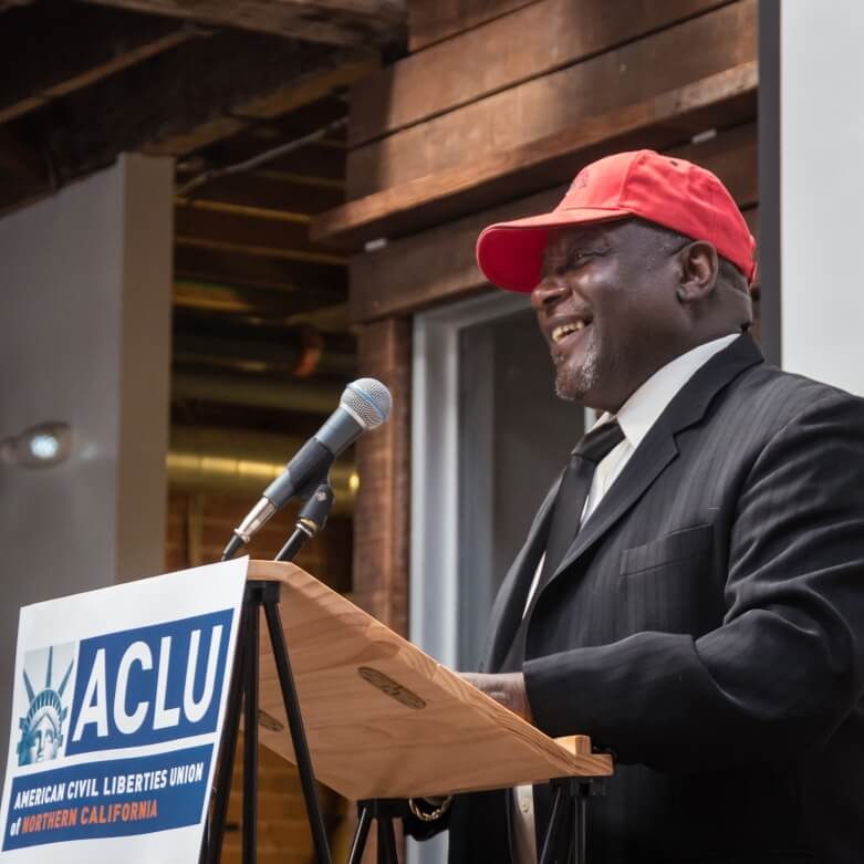 Dorsey Nunn accepting the Chief Justice Earl Warren Award at Bill of Rights Day.