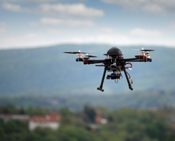 police drone flying through the sky