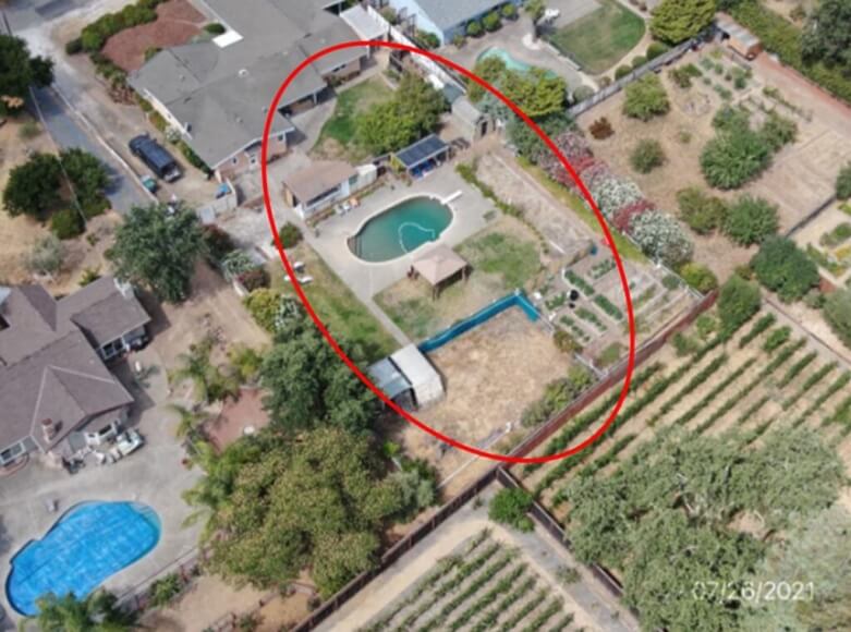 A photo included in the ACLU lawsuit shows aerial images obtained by drones flown by Sonoma County code enforcement officers.