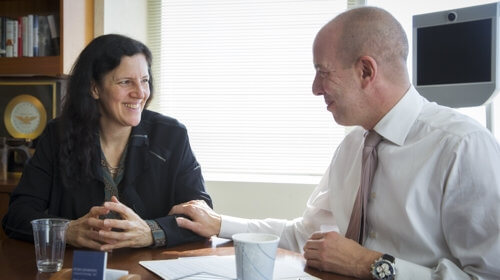 CITIZENFOUR director Laura Poitras with ACLU executive director Anthony D. Romero.