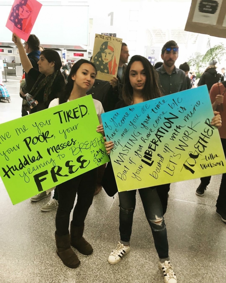 SFO Muslim Ban Protests, Jan 2017 - Photo by Raquel Ortega