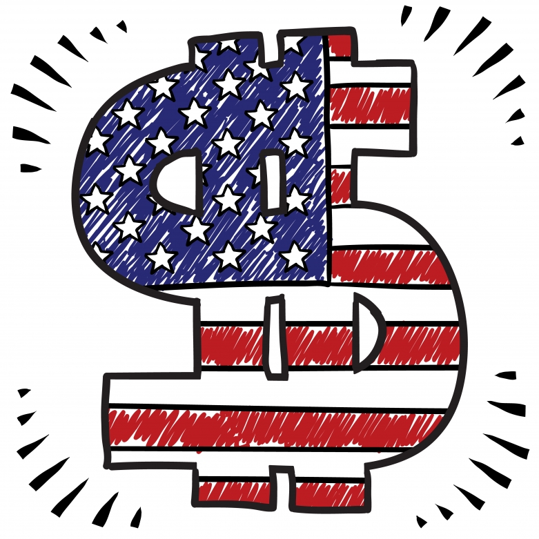 USA flag dollar sign