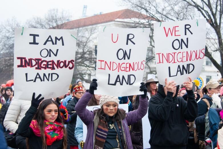 Sign reading "You are on Indigenous land"