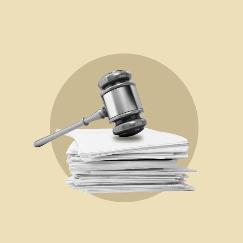 legal papers and gavel