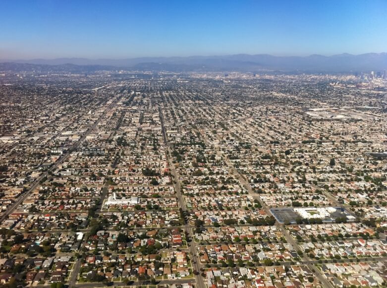 Aerial view of Los Angeles, CA