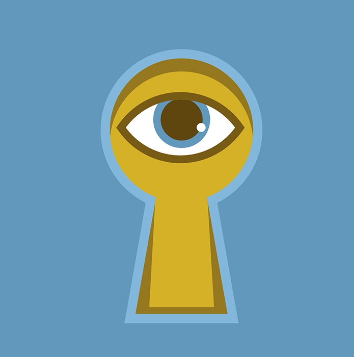 illustration of an eye through a keyhole