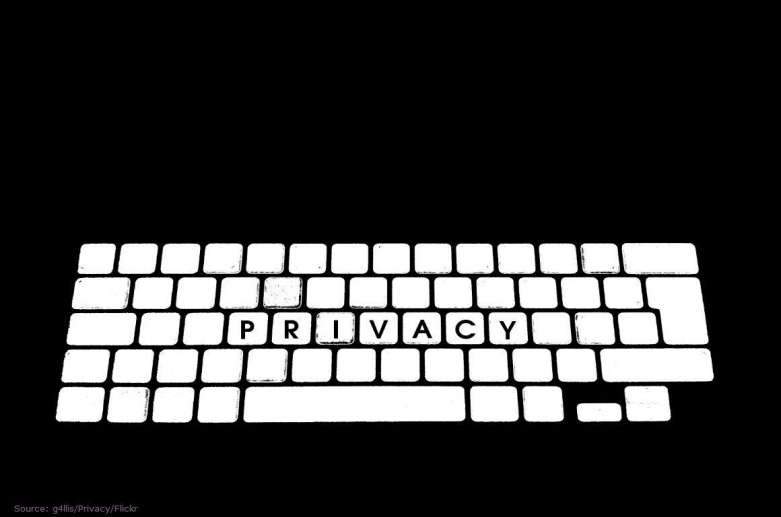 image of a keyboard with the word privacy