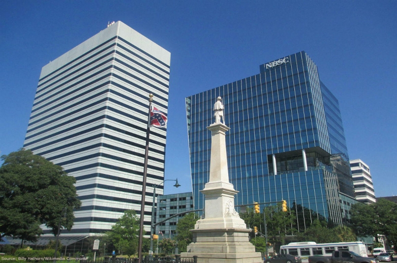 The Confederate battle flag flies above the South Carolina capitol grounds in July 2012.