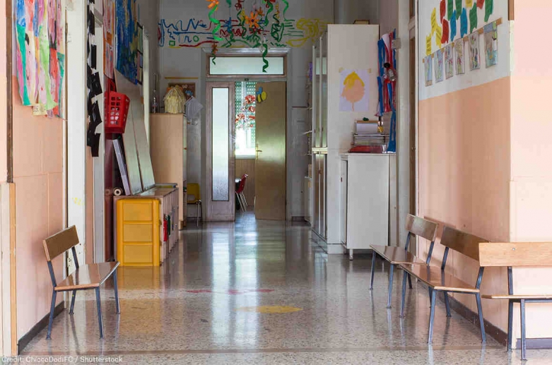 stock photo of a school hallway