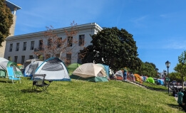 Protestor tents on UC Berkeley campus