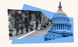 collage with military members' boots and capitol building