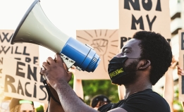 Man with megaphone