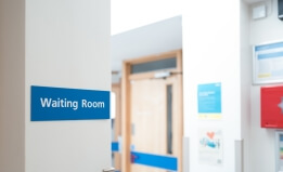 A hospital waiting room. 