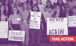 students with signs supporting abortion