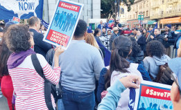 Press conference and rally before a March 24 San Francisco courthouse hearing against the Trump Administration’s efforts to deport people legally protected by Temporary Protected Status (TPS). 