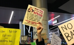 People protest against Trump's Muslim ban at the airport