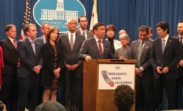 Assemblymember Rob Bonta at a podium