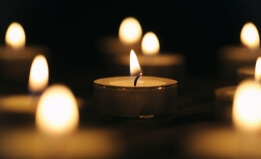 Flickering candles at a vigil