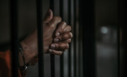 prisoner's hands behind bars