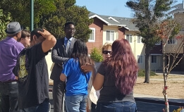 A meeting on a residential street in Richmond