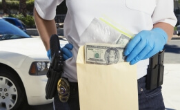 police officer with cash / shutterstock