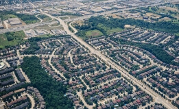 aerial shot of housing