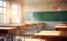 blurred background of bright classroom