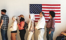 voters in line to cast ballot